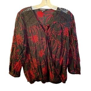 Women’s Express Black and Red Long Sleeve Top - Size S - MINT CONDITION